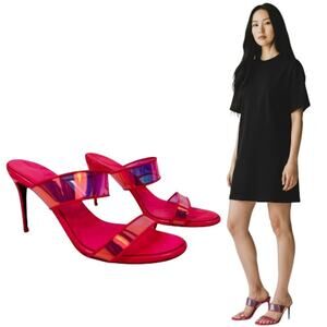 Christian Louboutin Just Loubi Pvc Fluorescent Pink Sandals Size 38